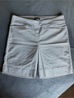 Hilary Radley White and gray Pinstripe Bermuda Shorts